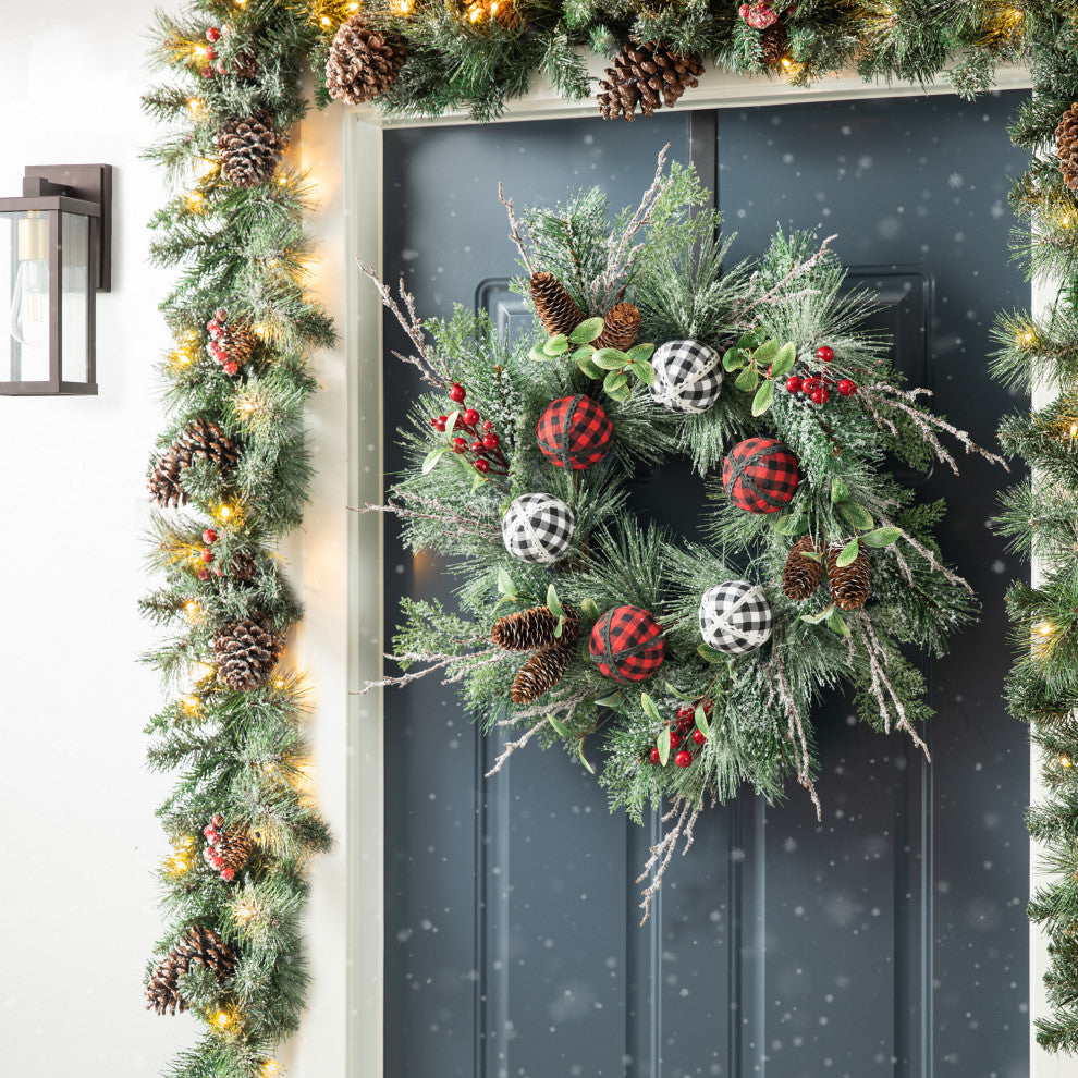24"D Frosted Ornament Wreath