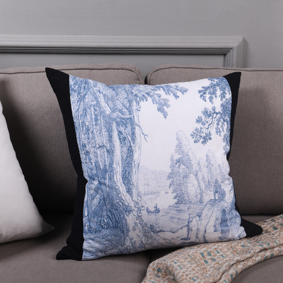 Dann Foley Square Linen Cushion Toile de Jouy Upholstery