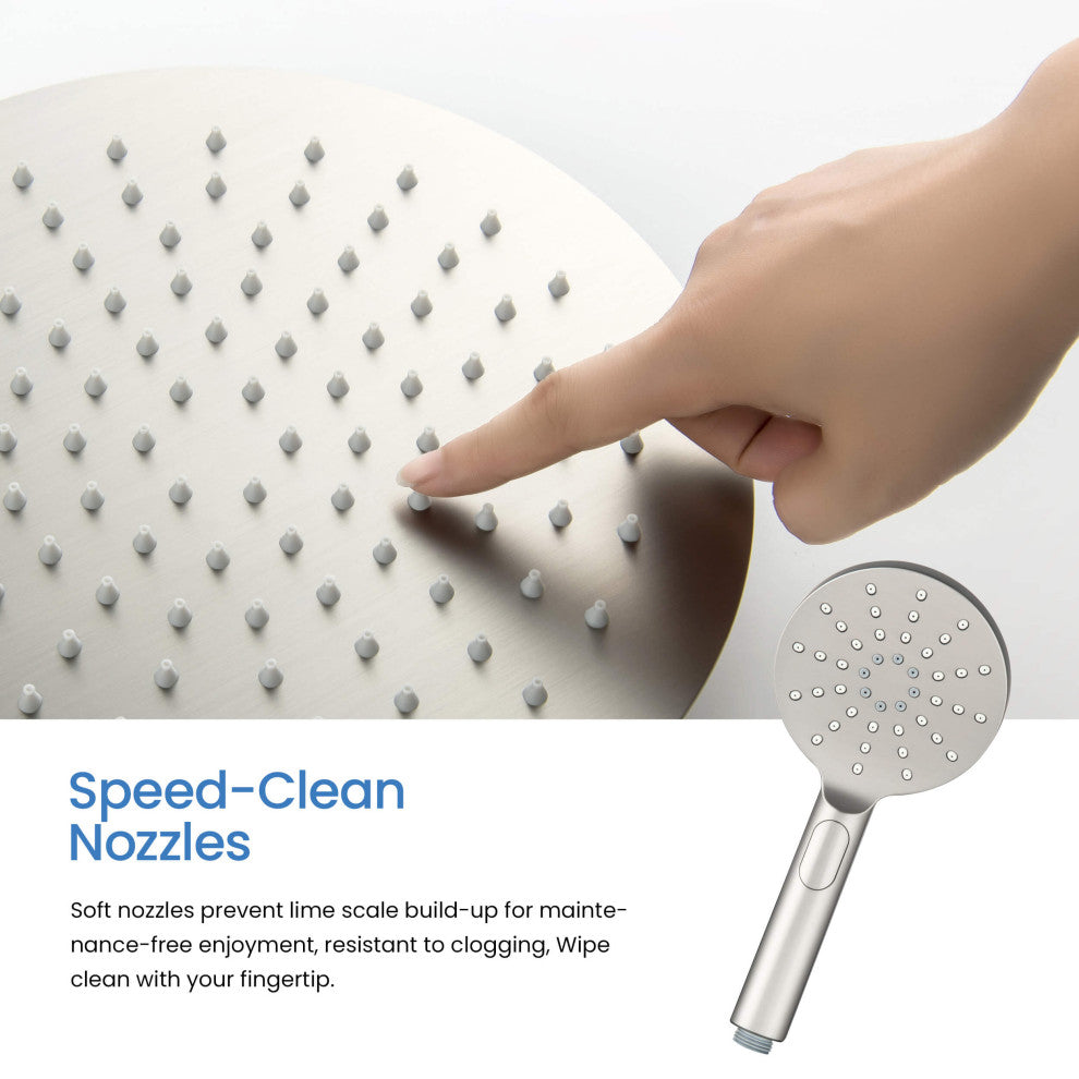 Circular Pressure 3-Function Shower System, Rough-In Valve, Brushed Nickel