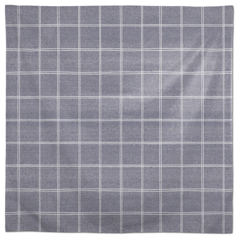 Linen With Plaid Blue 2 58x58 Tablecloth