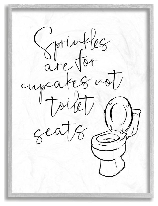 Sprinkles Funny Ink Drawing Bathroom Design, 11"x14"
