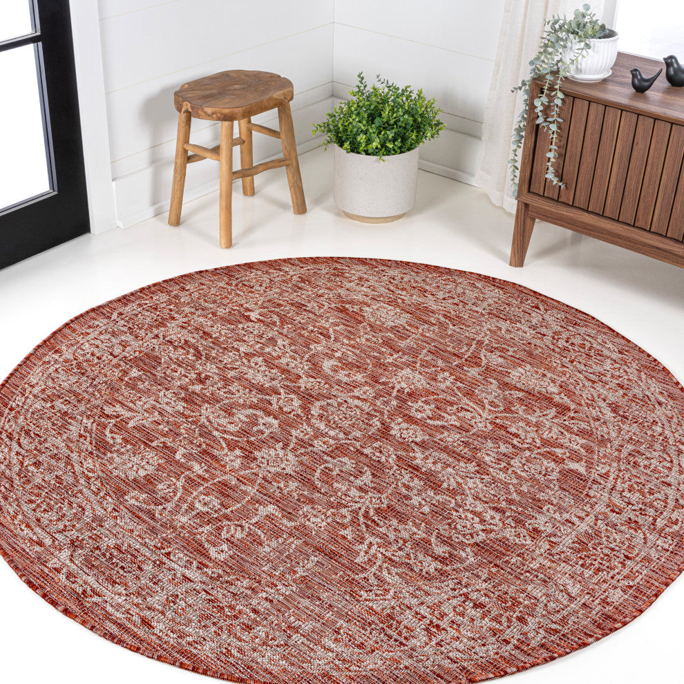 Tela Bohemian Textured Weave Floral Indoor/Outdoor Area Rug