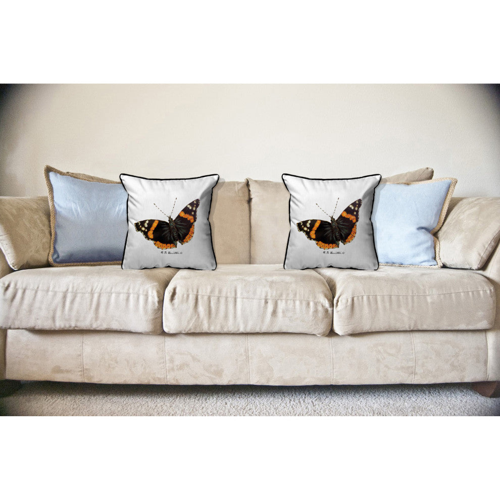Red Admiral ButterFly Large Indoor/Outdoor Pillow 18x18
