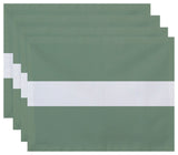 Narrow The Gap Stripe Print Placement, Pale Celery, Set of 4