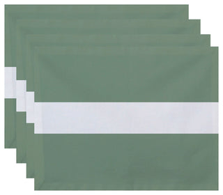 Narrow The Gap Stripe Print Placement, Pale Celery, Set of 4