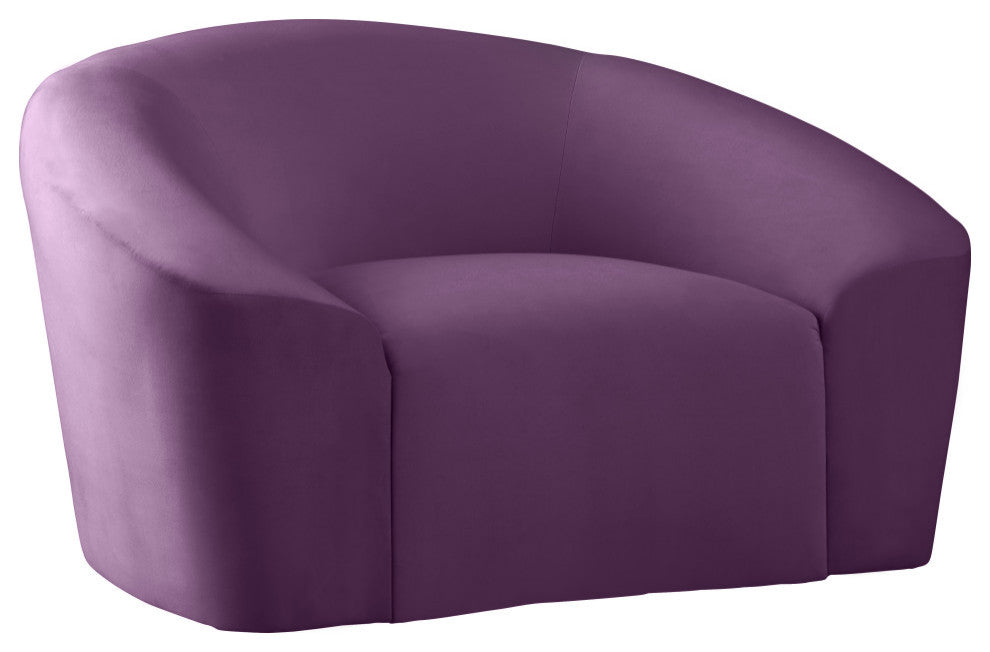 Riley Velvet Upholstered Rounded Chair, Purple