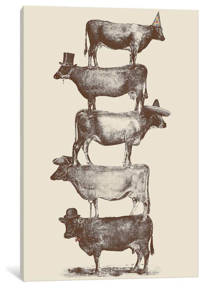"Cow Cow Nuts" by Florent Bodart, Canvas Print, 18"x12"