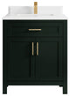 Cambridge 30 Single Sink Bath Vanity in Dark Forest Green 1.5" White Quartz