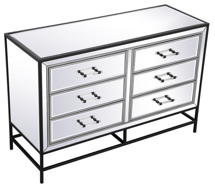 Bailee 34" Mirrored 5-Drawer Chest, Black