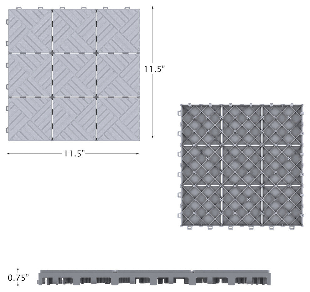 Pure Garden Set of 6 Gray Interlocking Eco Friendly Patio Tile