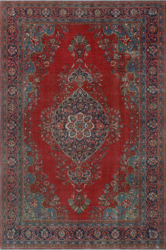 Fine Vintage Distressed Elle Red Rug