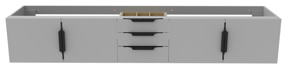 CastelloUSA Alpine 84" Wall Mounted Vanity, Base Only, Gray, Black Handles