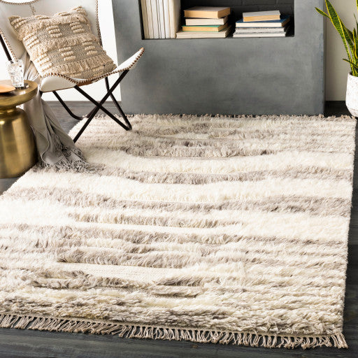 Surya Tulum TMU-2300 5'x7'6" Rug, Light Gray/Cream/Dark Brown
