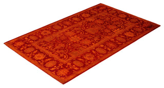 Overdyed, One-of-a-Kind Hand-Knotted Area Rug Orange, 3'1"x5'0"