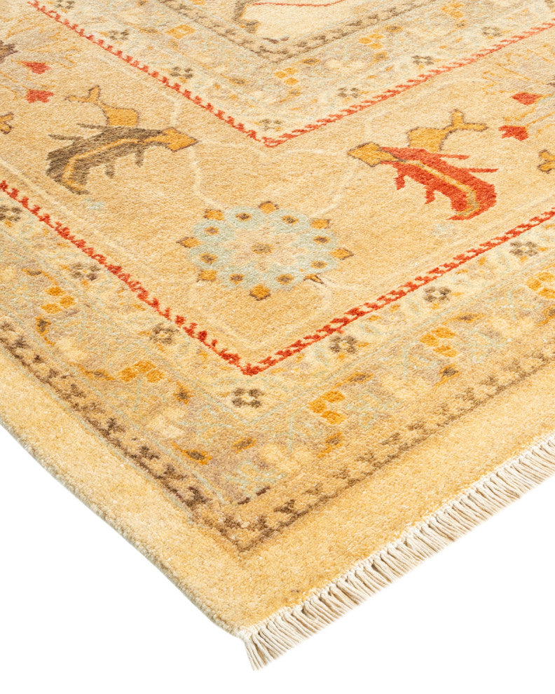 Eclectic, One-of-a-Kind Hand-Knotted Area Rug Ivory, 9' 1" x 12' 1"