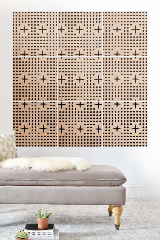 Deny Designs Holli Zollinger Dot and Plus Mudcloth Wood Wall Mural, 4'x4'