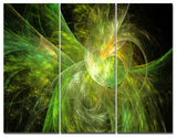 Green on Black Fractal Illustration, Abstract Canvas Art Print, 36x28, 3 Panels