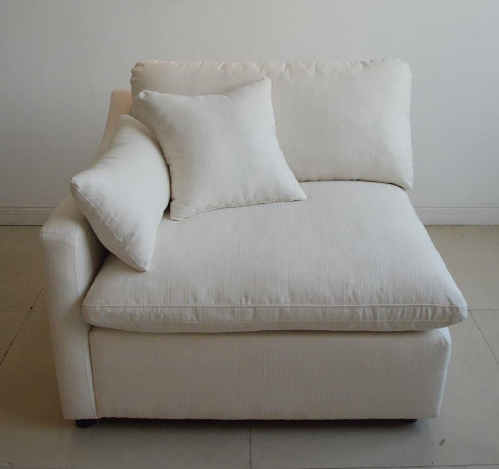 Linen-Like Fabric Accent Chair with Left Armrest, Off-White