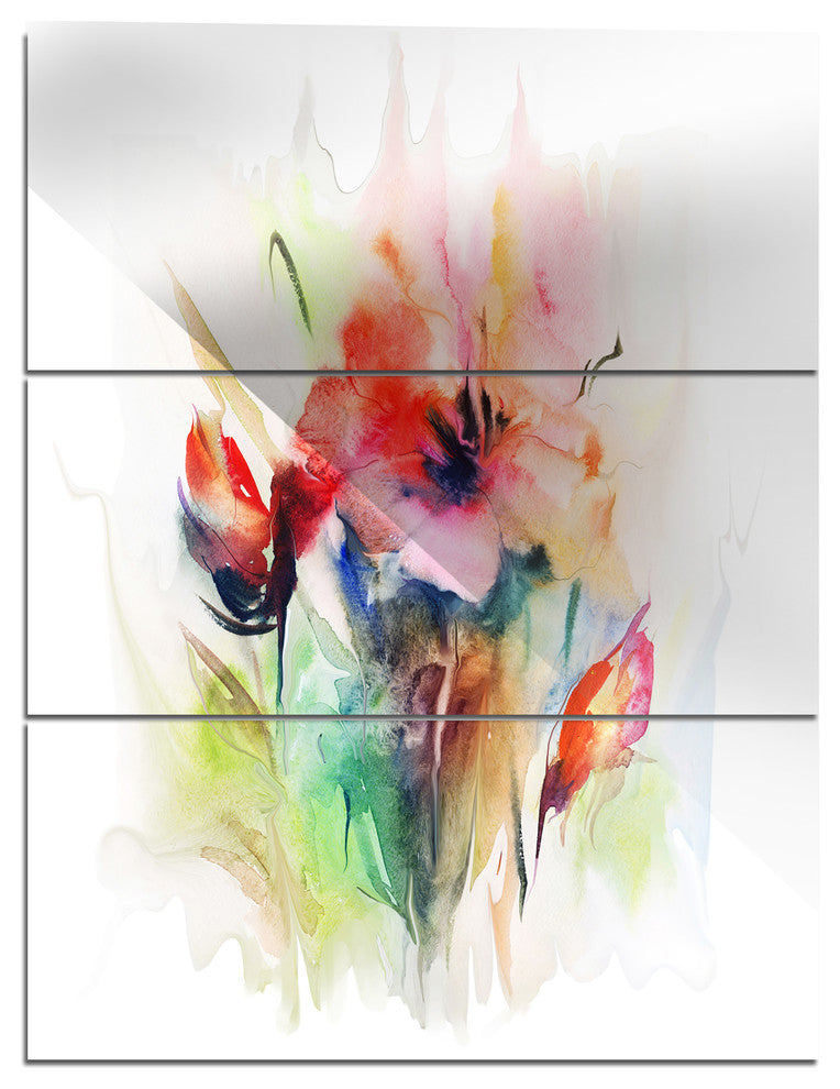 "Floral Watercolor Illustration" Metal Wall Art, 3 Panels, 28"x36"