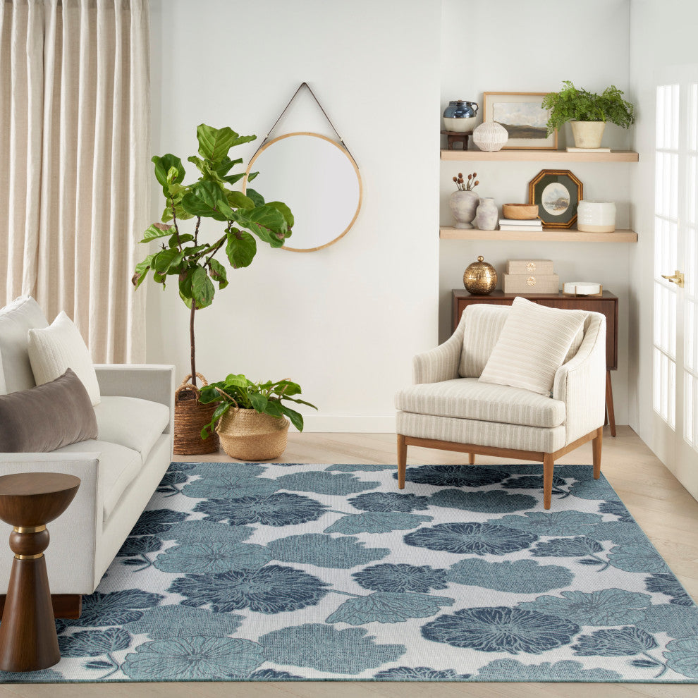 Nourison Garden Oasis 10' x 14' Blue Tropical Rug