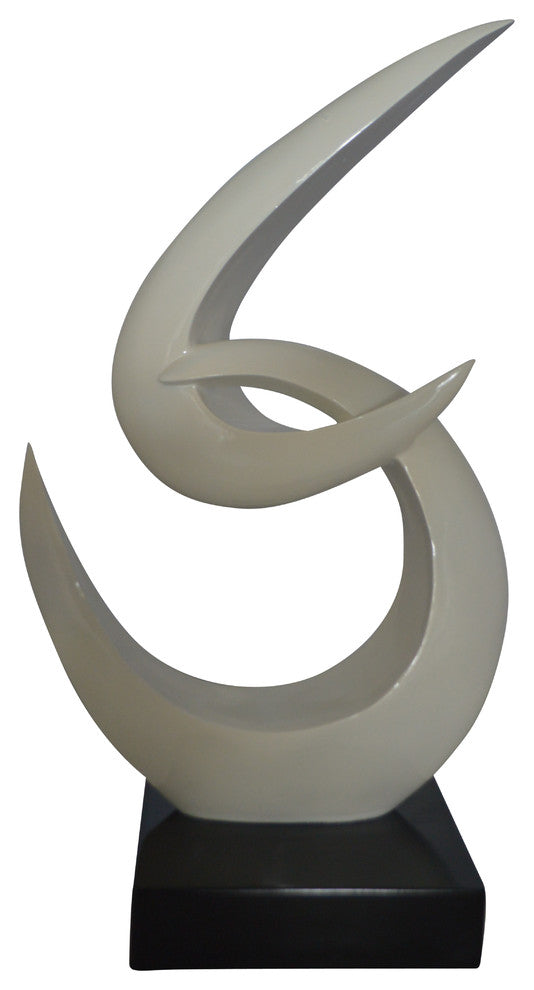 Modern Art White Boomerang Statue made of Resin -  Size: 13"L x 8"W x 23"H.