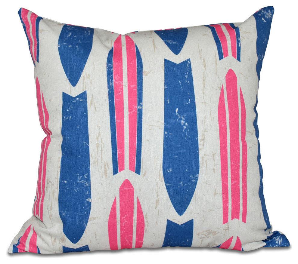 Dean, Geometric Print Pillow, Pink, 16"x16"