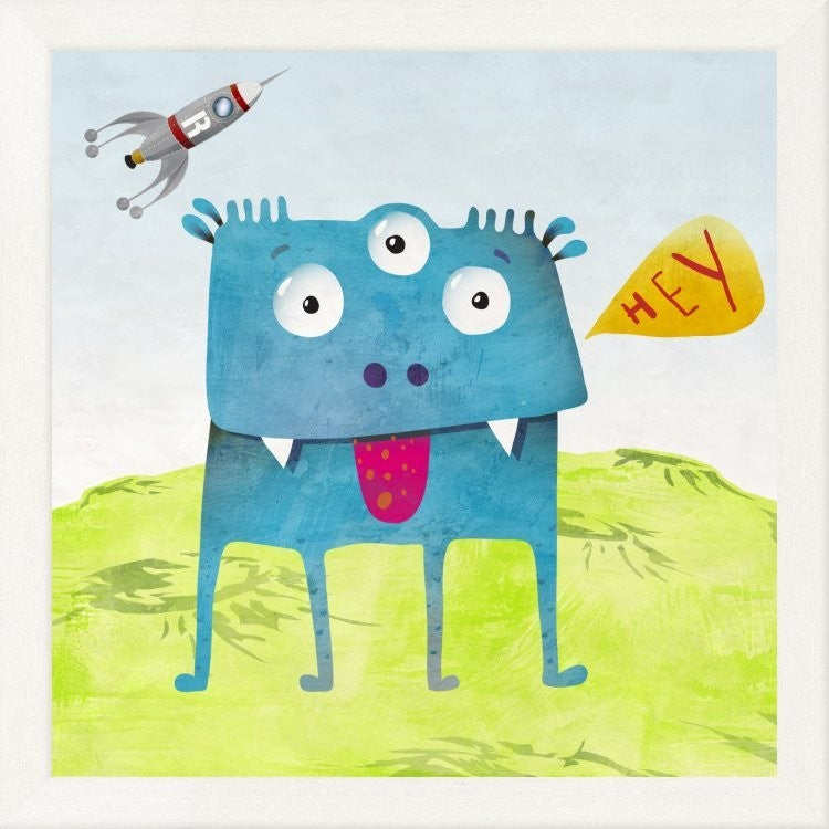 "Alien Friend Number 3" Framed Canvas Giclee by Skip Teller, 21x21"