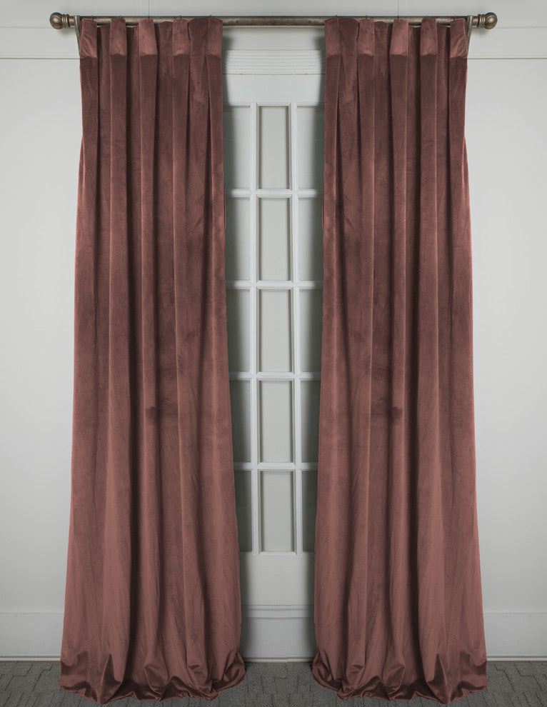 Milan Coral Blush, Luxurious Velvet, Drapery Panel, Pinch Pleat, 24 X 115"