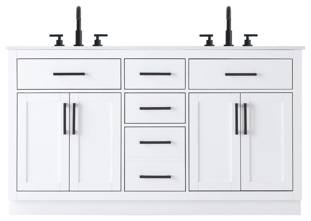 Home Living 60" Double Bathroom Vanity, White