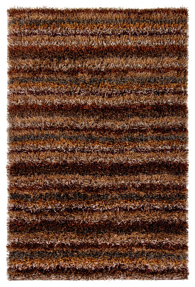 Kubu Striped Area Rug, Brown, 5'x7'6" Rectangle