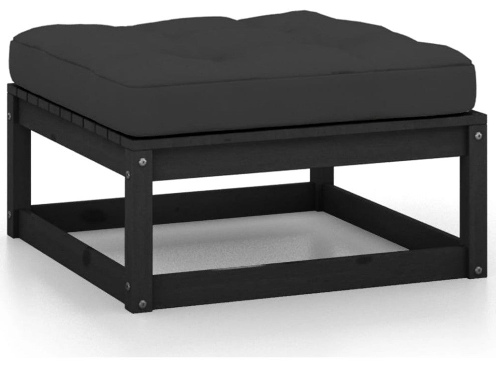 vidaXL Patio Footstools With Cushions 2 pcs Solid Pinewood
