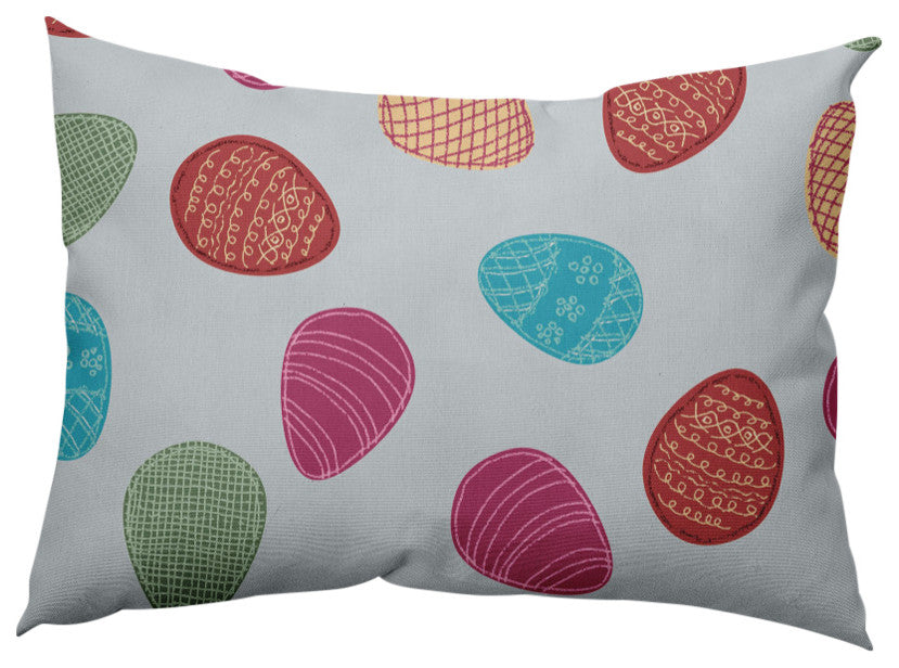Egg Hunt Easter Decorative Lumbar Pillow, Etched Glass Gray, 14x20"