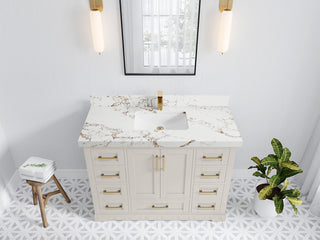 Boston 48" Single Sink Bath Vanity in Fine Grain 2" Viola Gold
