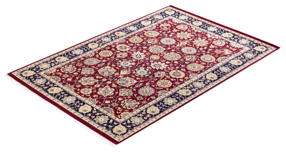 Banda, One-of-a-Kind Hand-Knotted Area Rug Red, 4'2"x6'2"