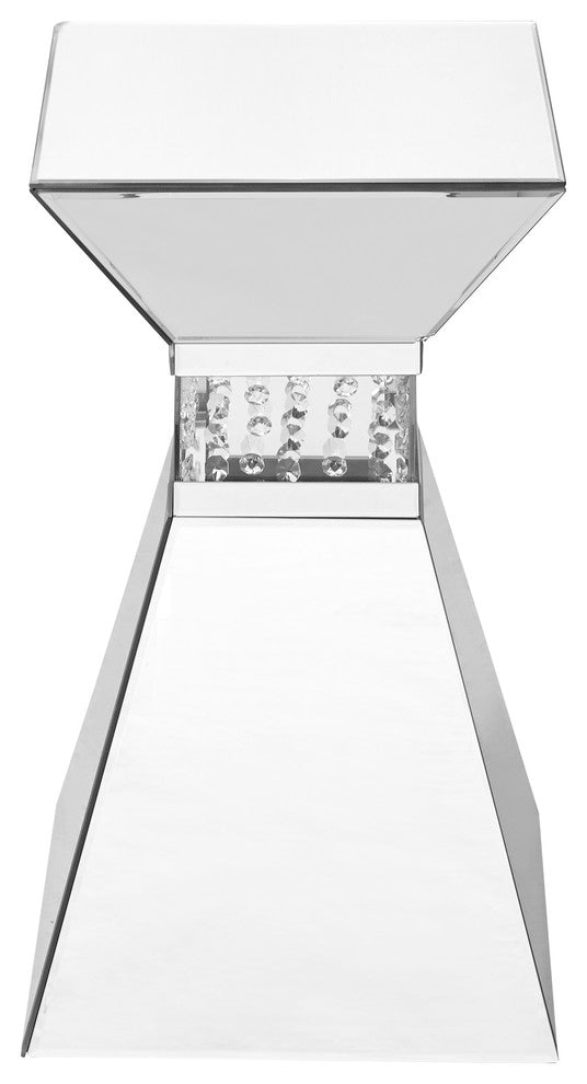 12" Crystal End Table, Clear Mirror Finish