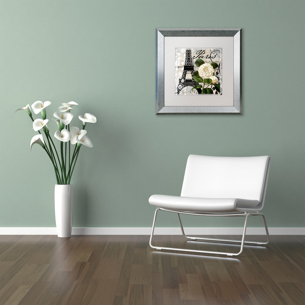 Color Bakery 'Paris Blanc I' Art, Silver Frame, White Matte, 11"x11"