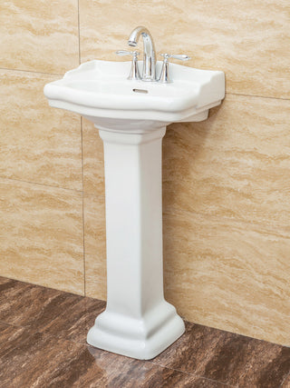 Roosevelt Pedestal Sink Only, White, 4" Faucet, 18"