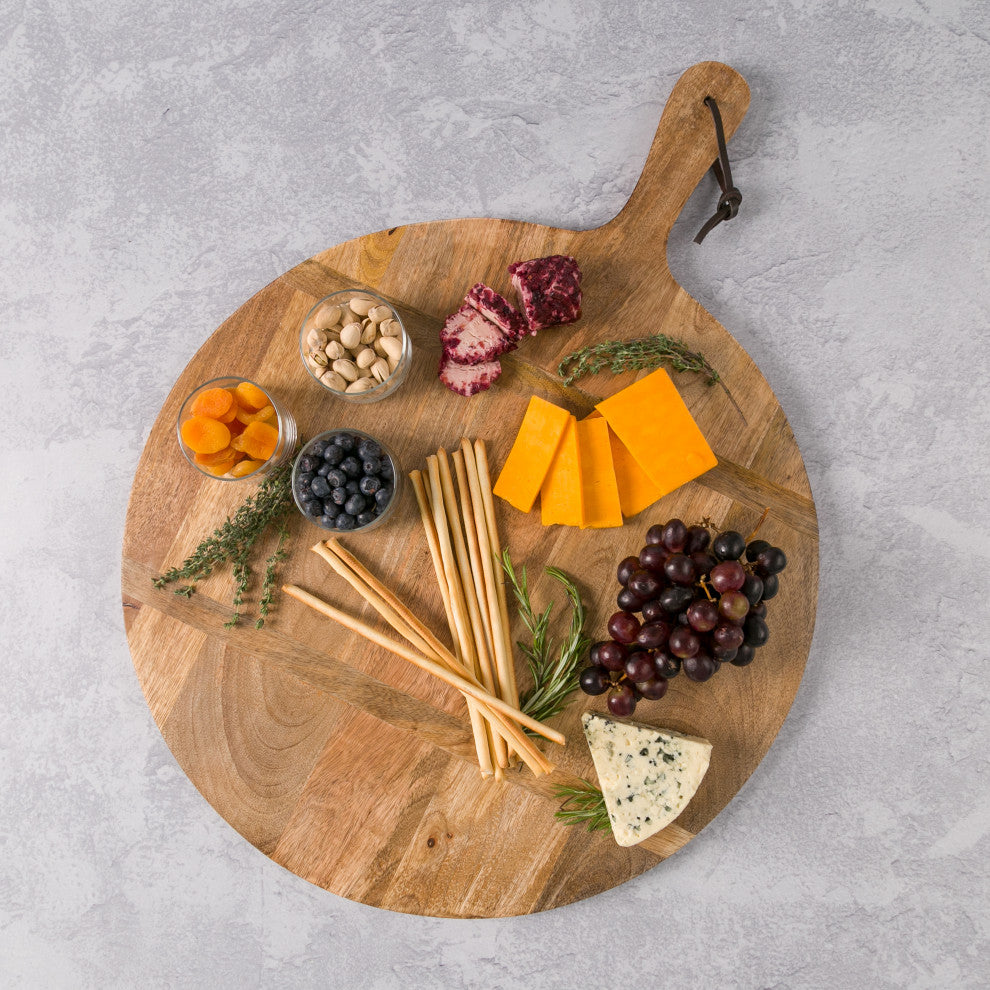 Artisan Wood - Farmhouse Natural Decorative 20" Serving Charcuterie Board