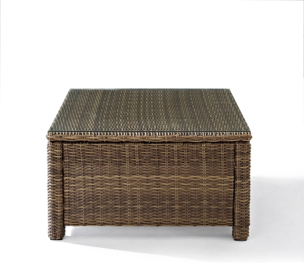 Bradenton Outdoor Wicker Sectional Glass Top Coffee Table