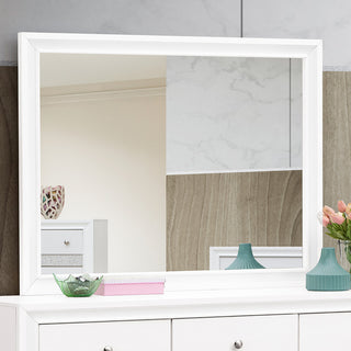 Madrid 46" W x 37" H Rectangle Framed White Dresser Mirror