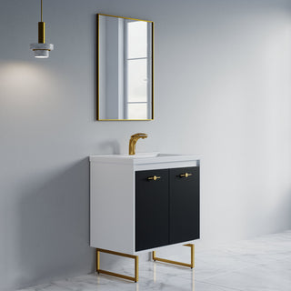 Dello 30" Single Bathroom Vanity Set With Rectangle Legs, Black