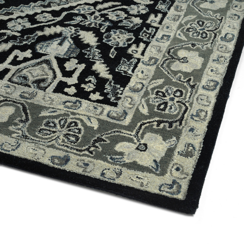 Charlotte Collection Black 8'' x 10'' Rectangle Indoor Area Rug