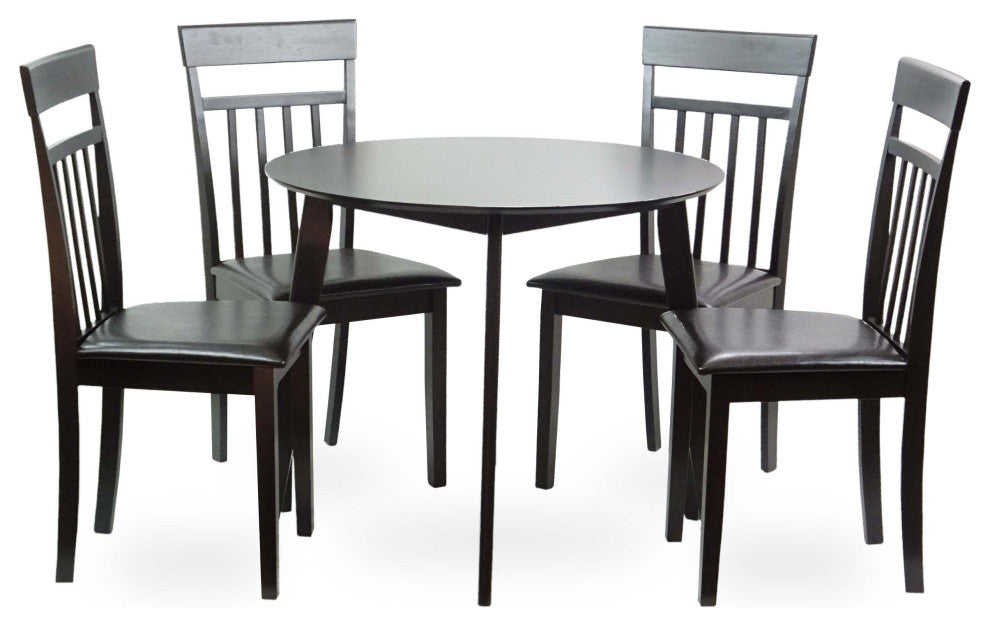 Yumiko Solid Wood Round Dining Table Kitchen Modern, Espresso Color