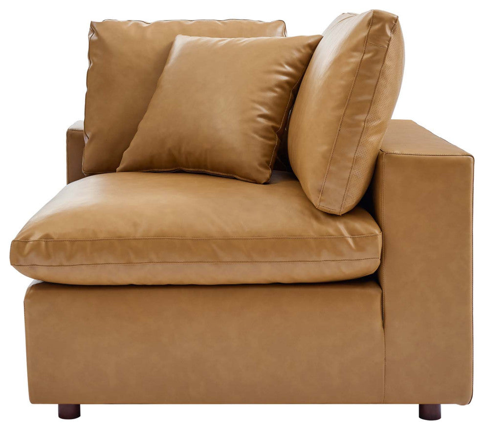 Sectional Sofa Set, Faux Vegan Leather, Tan, Modern, Living Lounge Hospitality