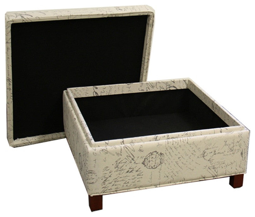 Postcard Print Square Ottoman