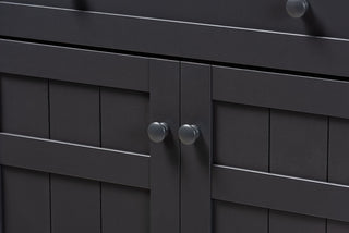 Glidden Dark Grayed 5-Shelf Wood Shoe Storage Cabinet With Drawer