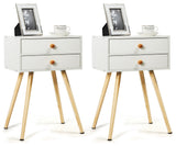 Costway 2PC 2-Drawer Nightstand White Side Table End Table