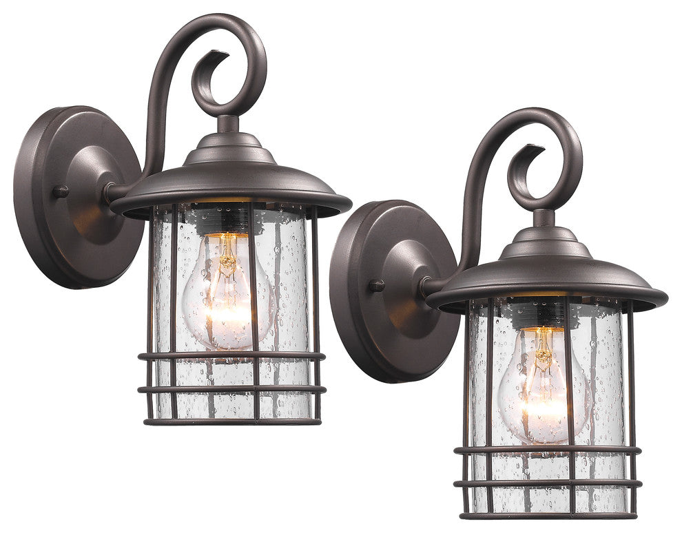 Transitional 1-Light Outdoor Wall Sconces, Set of 2, Rubbed Bronze