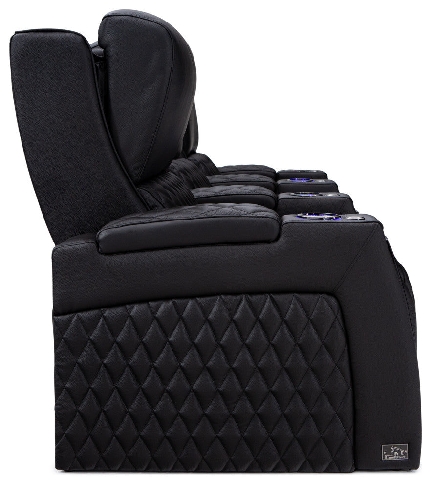 Seatcraft Apex Home Theater Seating, Black, Row of 4 With Loveseat