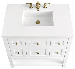 Breckenridge 36" Single Vanity, Bright White,  White Zeus Quartz Top